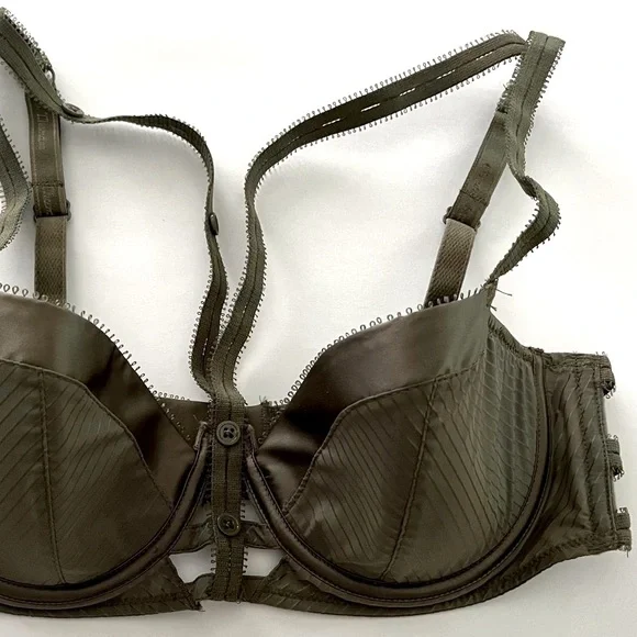 NWT - Chantal Thomas - Army Green Underwire Balconette Bra - 85D Fr / 32D US - Picture 6 of 7